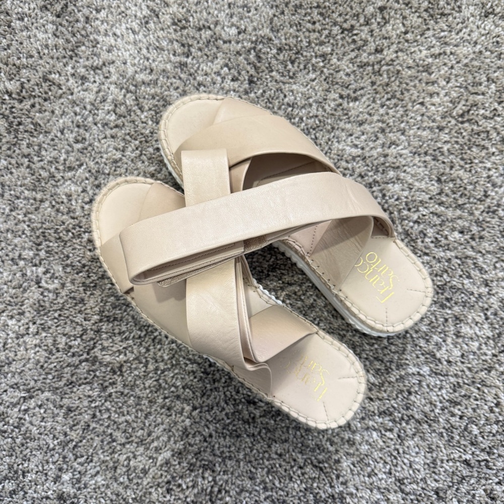 Franco Sarto cream leather sandals with ankle strap